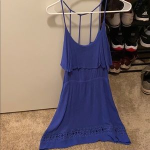 Womens Blue Ruffle Top Dress (S)